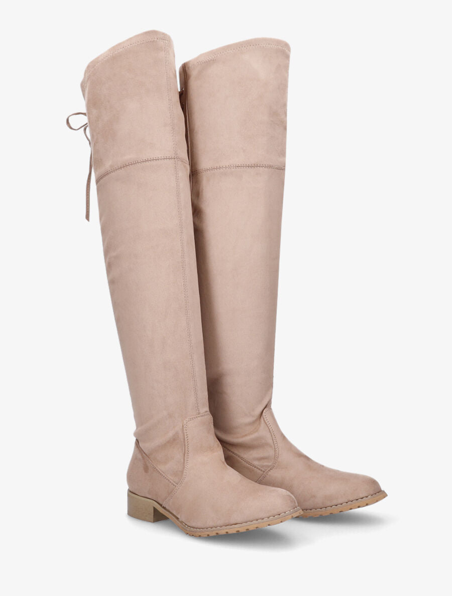 Cuissardes en suédine à cordon de serrage - Beige - 4