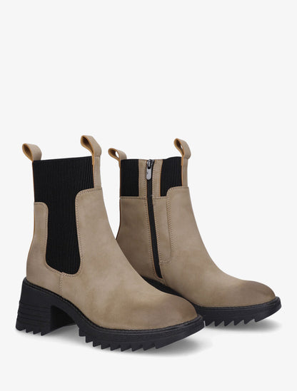 Bottines montantes à semelle crantée - Taupe - 4