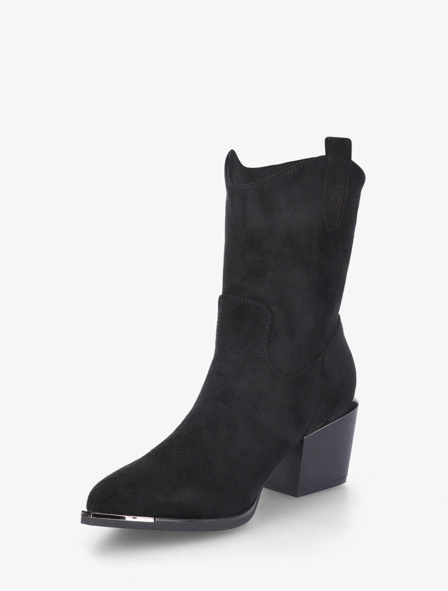 Bottines style santiag en suédine - Noir - 3