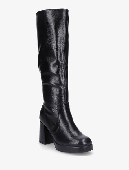 Bottes en simili à plateforme et talon haut - Noir - 2