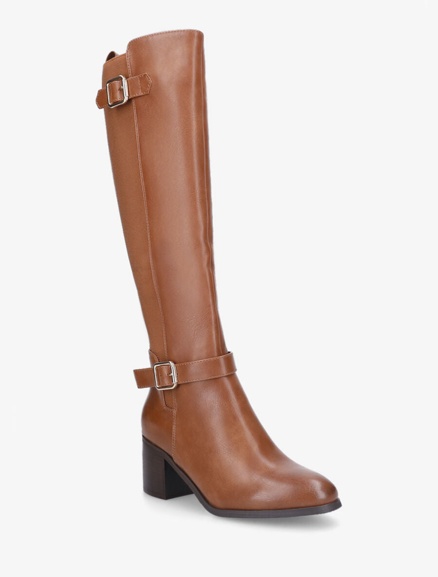 Bottes unies à talon - Camel - 2