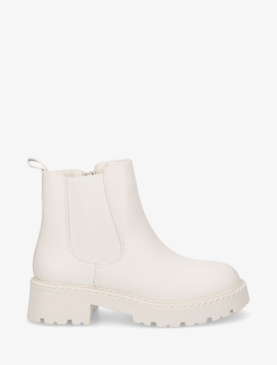 Bottines élastiquées à semelles crantées - Beige - 1