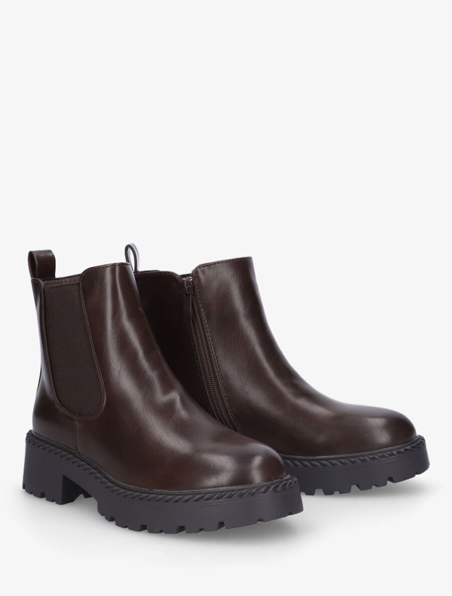 Bottines élastiquées à semelles crantées - Marron - 4