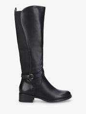 Bottes élastiquées en simili - Noir - 1