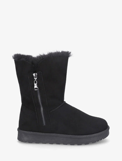 Bottines fourrées à fermeture zippée - Noir - 1