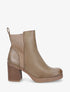 Bottines en simili et tissu côtelé - Taupe - 1