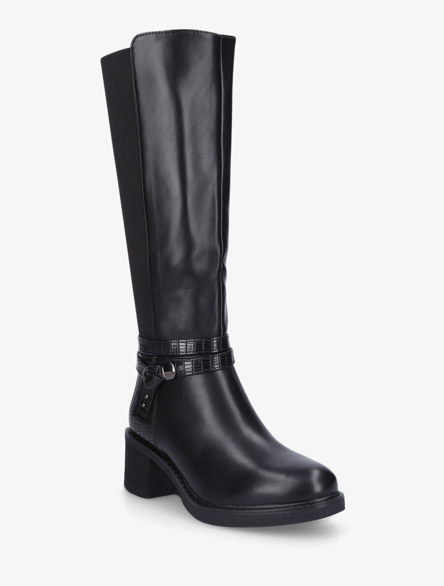 Bottes à contrefort python - Noir - 2