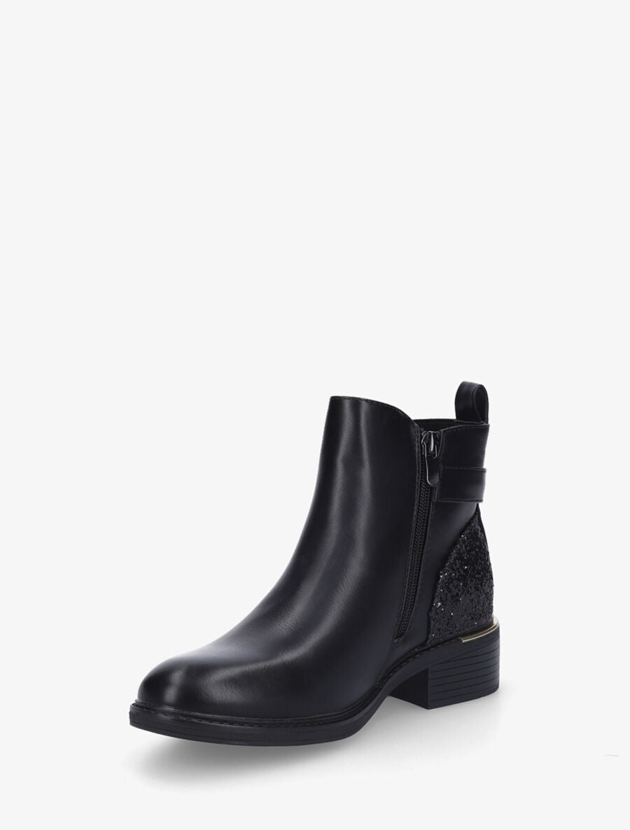 Bottines à contrefort pailleté et sanglé - Noir - 4