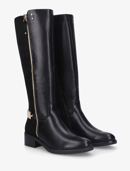 Bottes style cavalière bi-matière à zip - Noir - 4