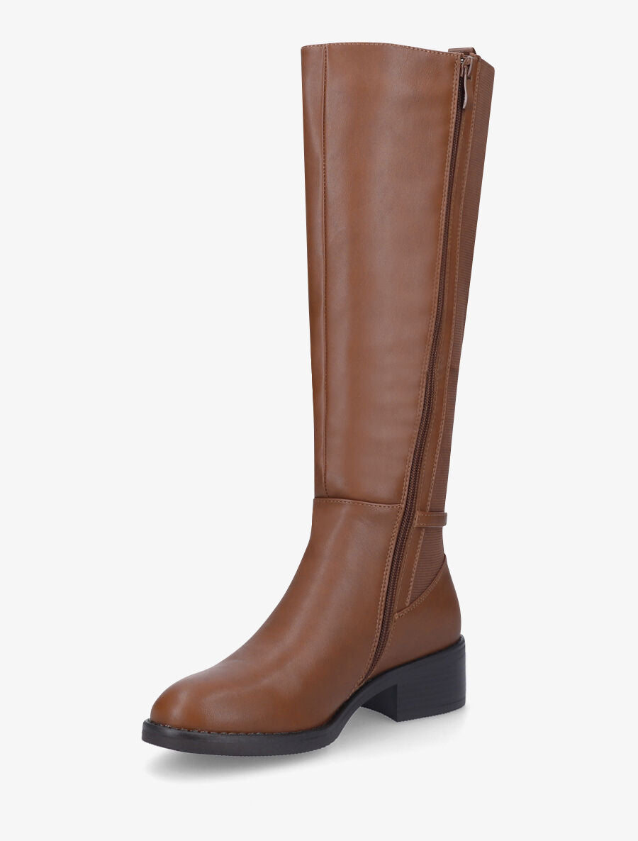 Bottes unies élastiquées sanglé - Camel - 3