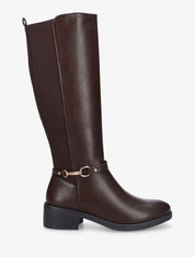 Bottes plates élastiquées en simili - Marron - 1
