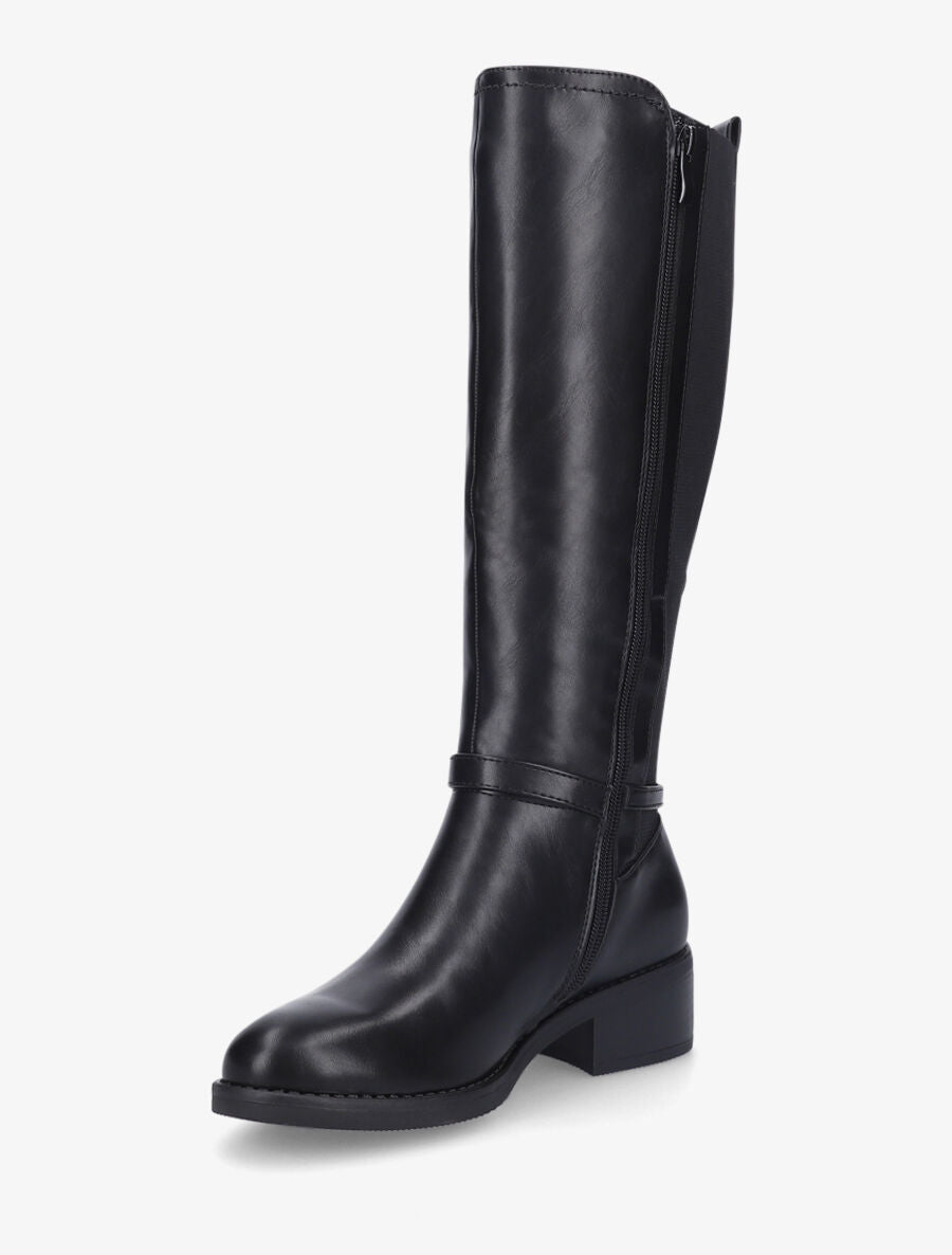 Bottes plates élastiquées en simili - Noir - 3