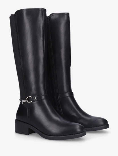 Bottes plates élastiquées en simili - Noir - 4