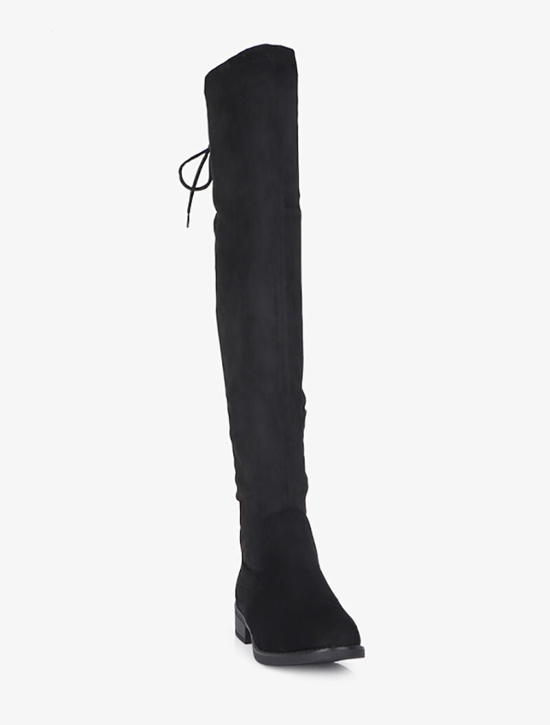 Cuissardes en suédine à liens de serrage style corset - Noir - 3