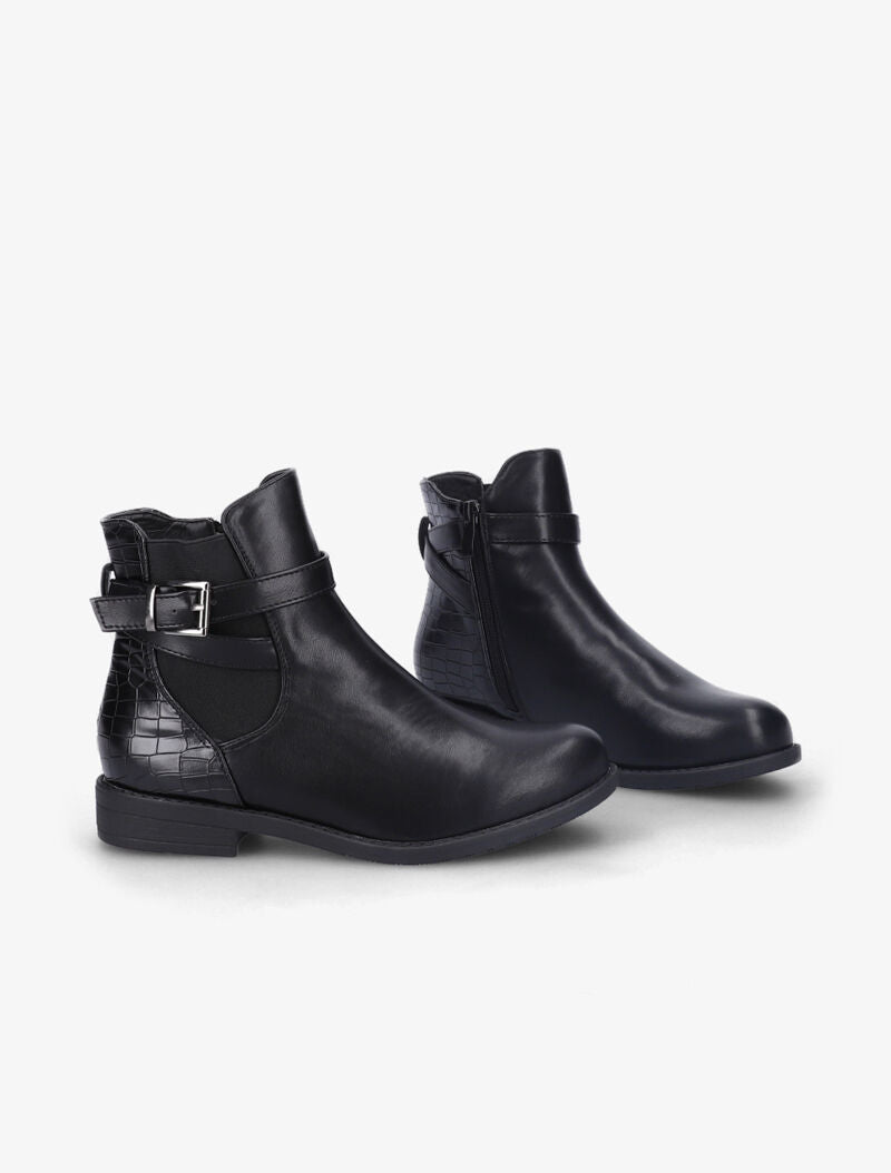 Bottines plates bi-matière à sangles - Noir - 4