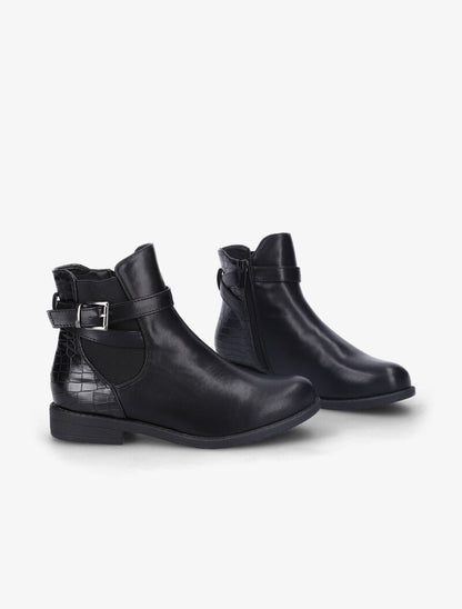 Bottines plates bi-matière à sangles - Noir - 4