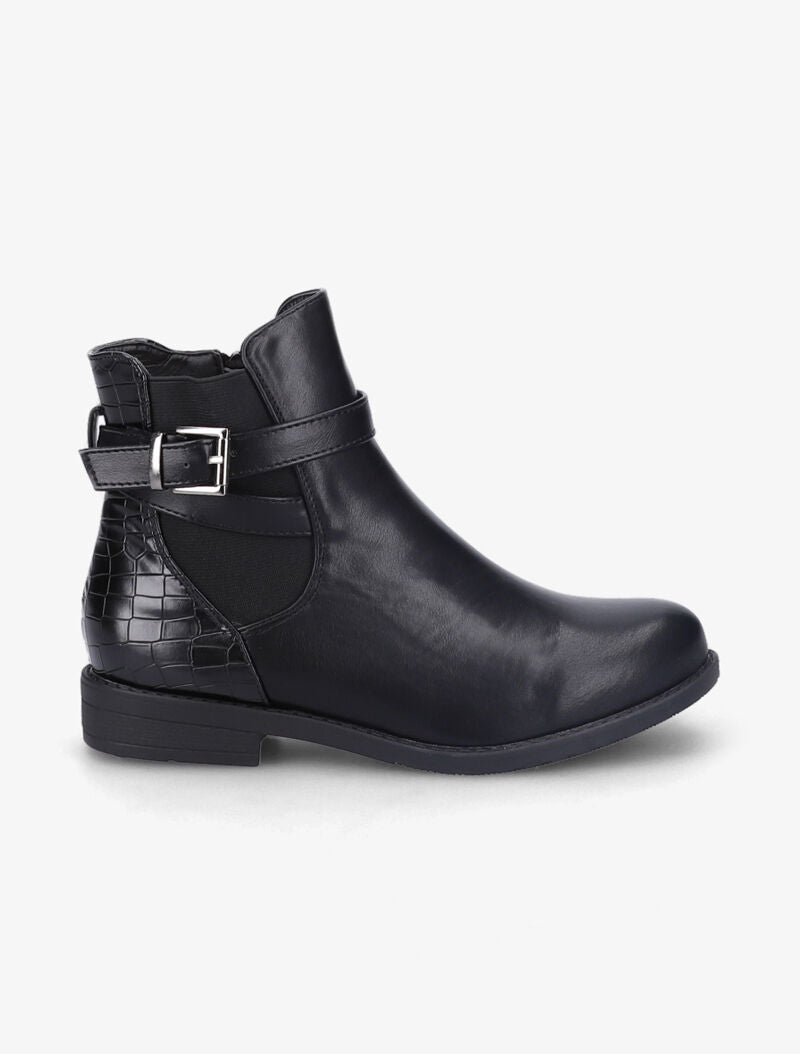Bottines plates bi-matière à sangles - Noir - 1