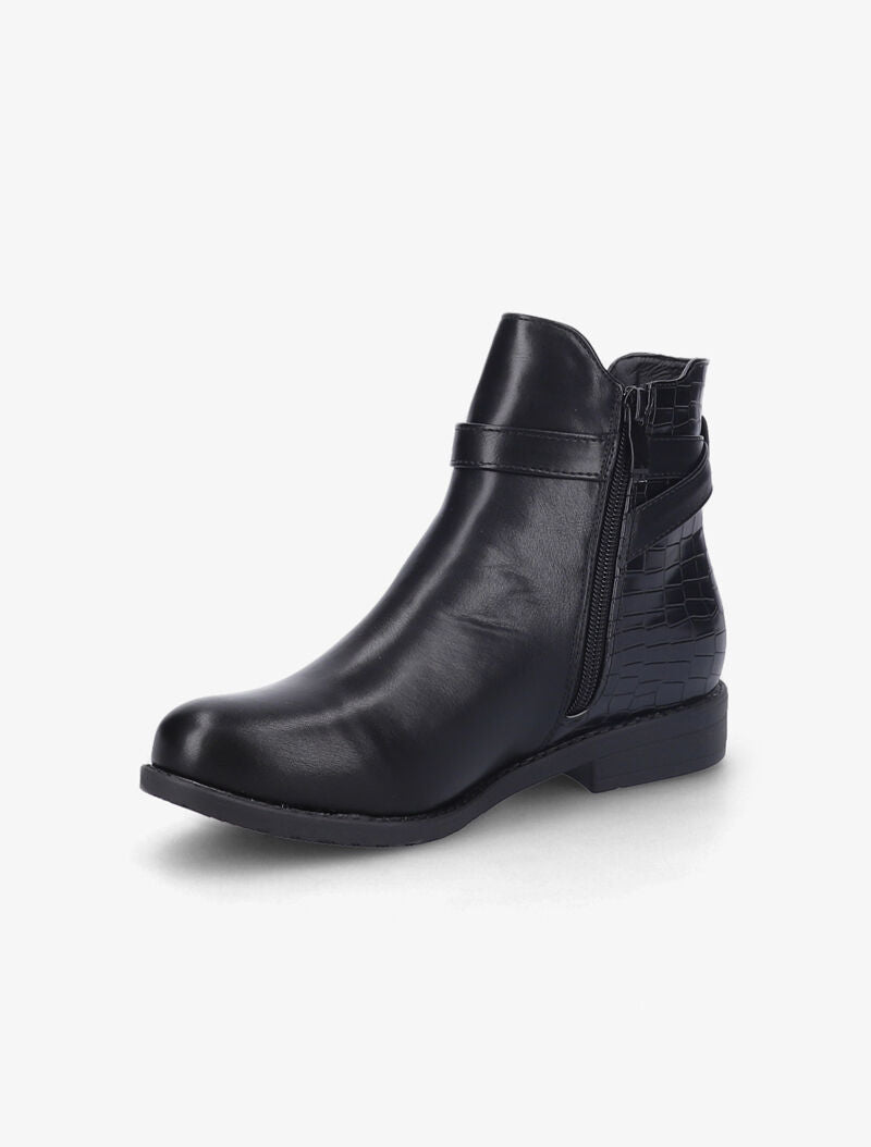 Bottines plates bi-matière à sangles - Noir - 3