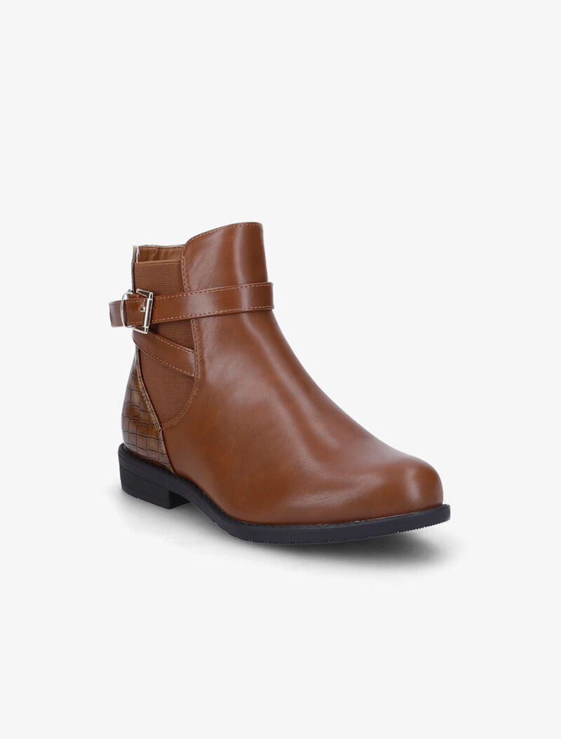 Bottines plates bi-matière à sangles - Camel - 3