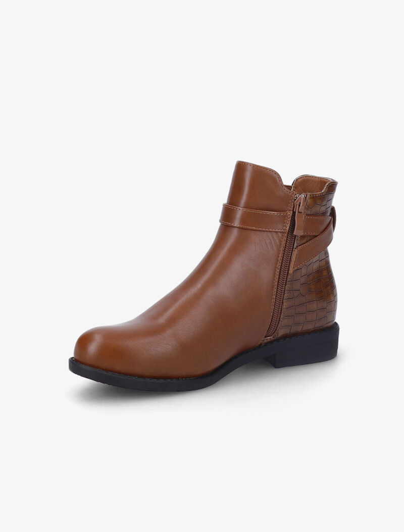 Bottines plates bi-matière à sangles - Camel - 4