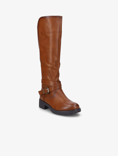 Bottes cavalières élastiquées à brides - Camel - 2