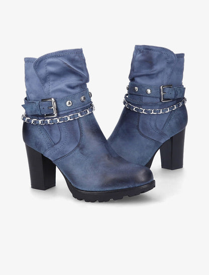 Bottines à talon et brides stylisées - Bleu - 4