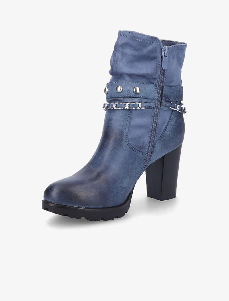 Bottines à talon et brides stylisées - Bleu - 3