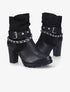 Bottines à talon et brides stylisées - Noir - 1