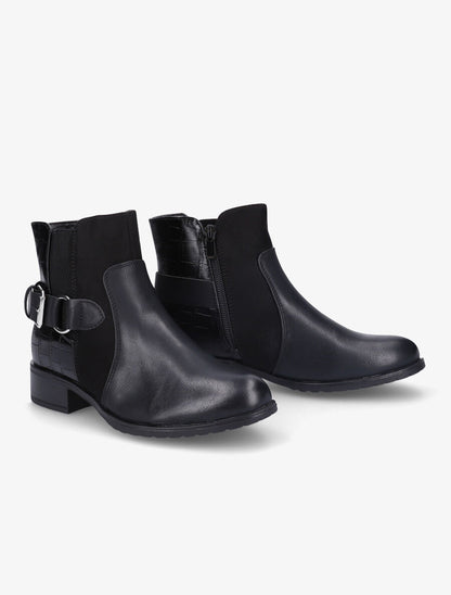 Bottines bi-matière à sangle style chaîne - Noir - 4