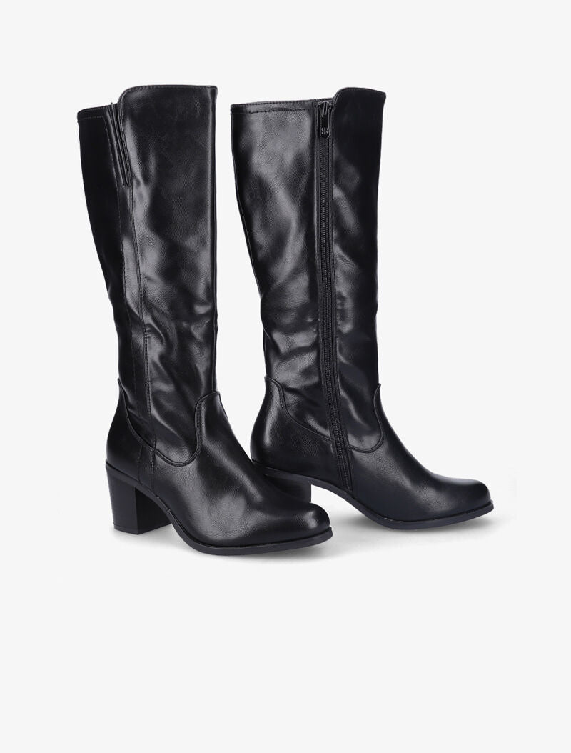 Bottes à talons en simili - Noir - 4