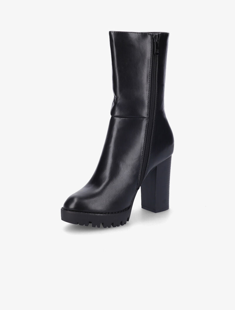 Bottines montantes à talons et semelles crantées - Noir - 4