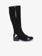 Bottes vernies et suédées avec zip décoratif doré - Noir - 1