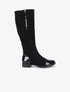 Bottes vernies et suédées avec zip décoratif doré - Noir - 1