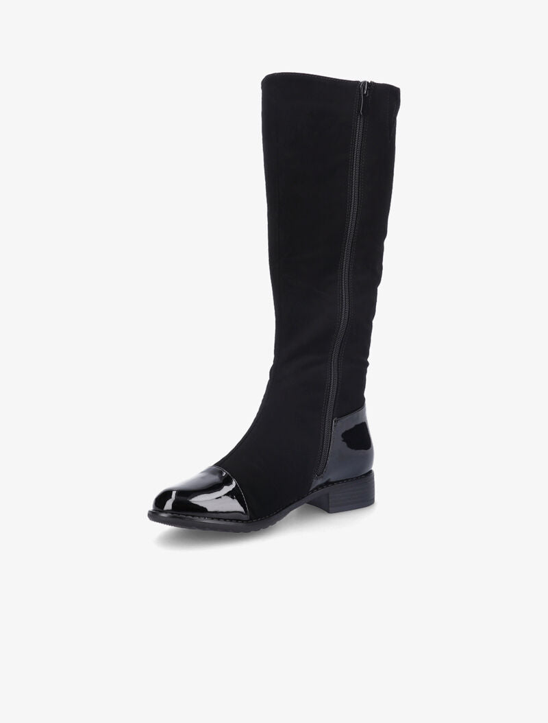 Bottes vernies et suédées avec zip décoratif doré - Noir - 3