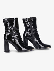 Bottines effet vinyle à talon - Noir - 1