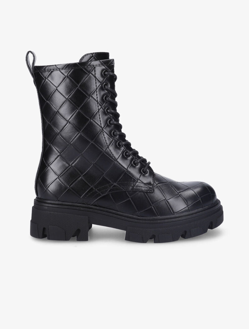 Bottines effet matelassé à talon et semelle crantés - Noir - 2