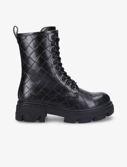 Bottines effet matelassé à talon et semelle crantés - Noir - 2
