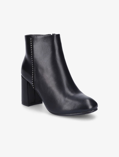 Bottines en simili à bande cloutée - Noir - 3