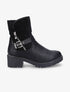 Bottines fourrées style motard bi-matière - Noir - 5