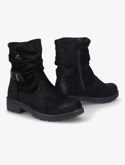 Bottines suédées effet plissé - Noir - 5
