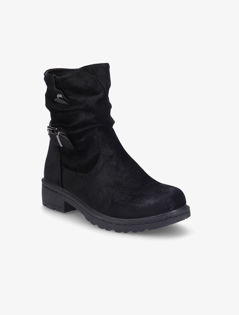 Bottines suédées effet plissé - Noir - 3