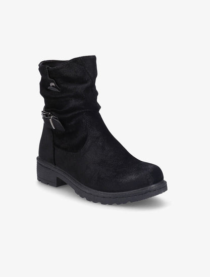 Bottines suédées effet plissé - Noir - 3