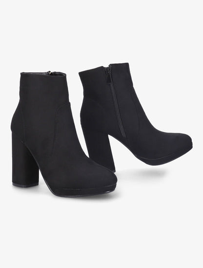 Bottines en suédine à talon haut - Noir - 4