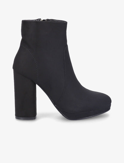 Bottines en suédine à talon haut - Noir - 5