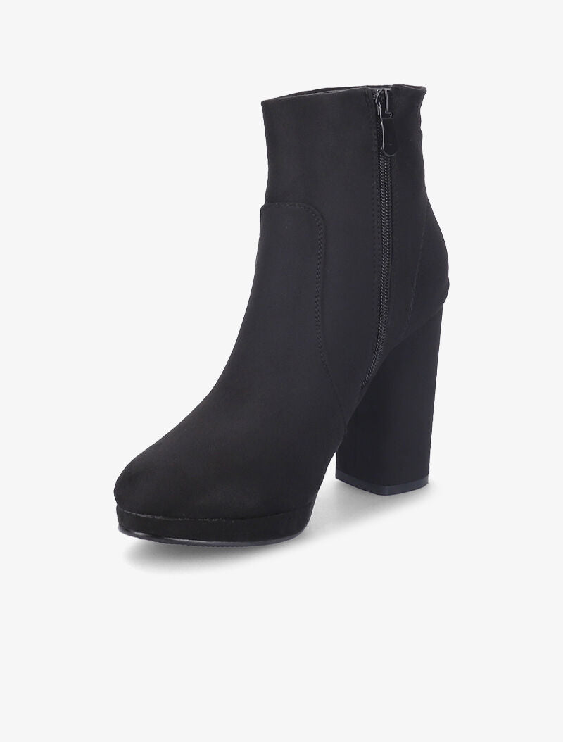 Bottines en suédine à talon haut - Noir - 3
