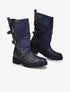 Bottes en simili et suédine à contrefort clouté - Bleu - 1