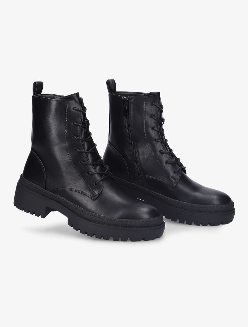 Bottines en simili à lacets - Noir - 4