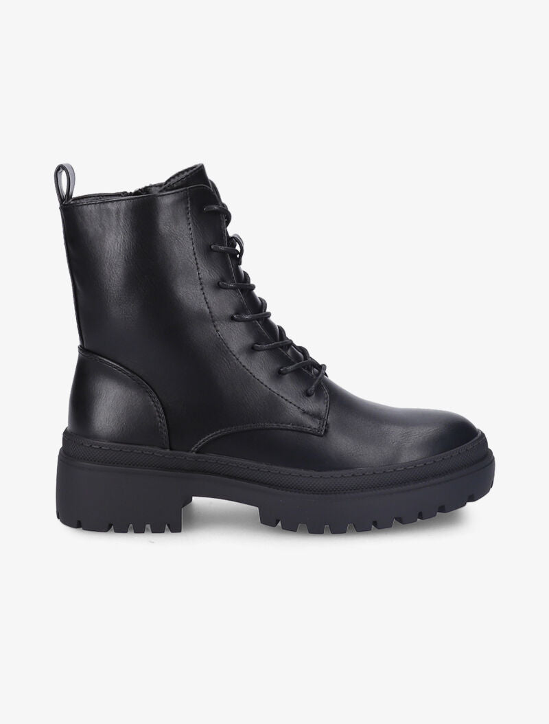 Bottines en simili à lacets - Noir - 1