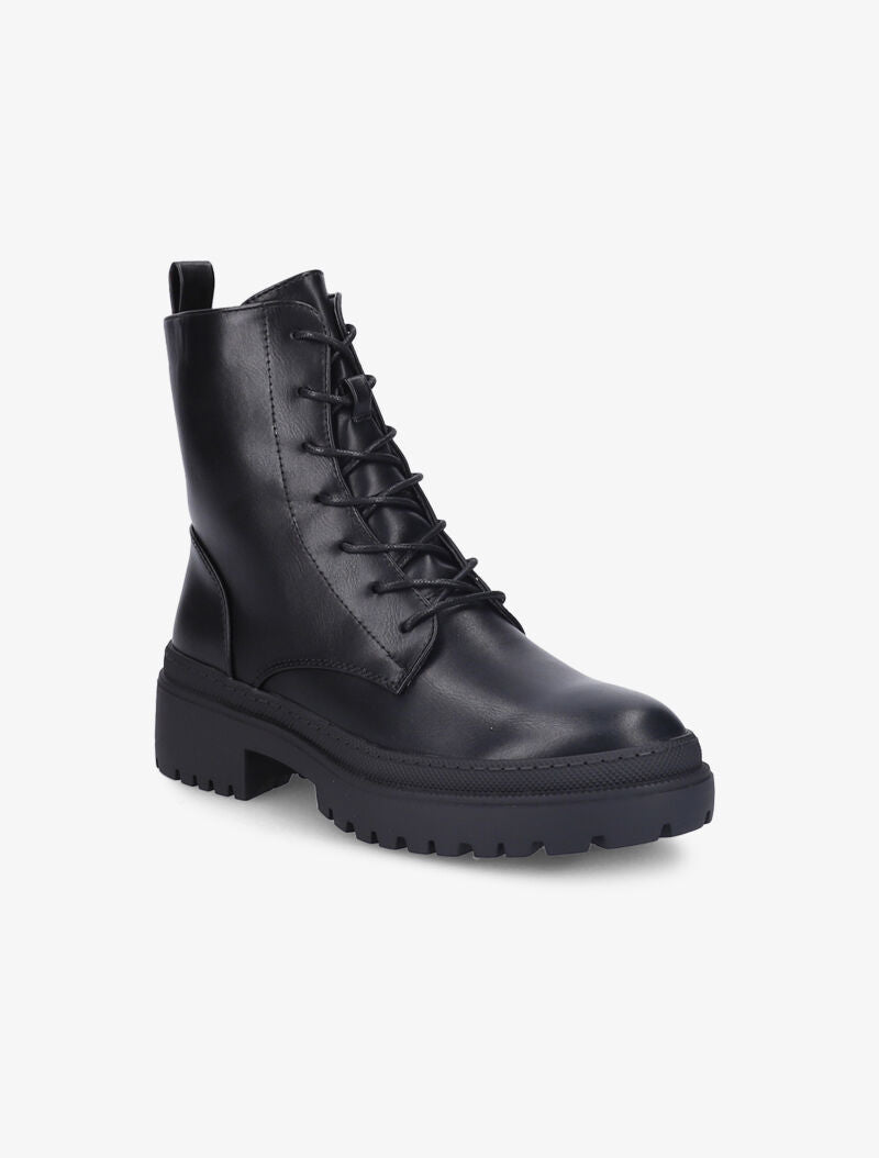 Bottines en simili à lacets - Noir - 2