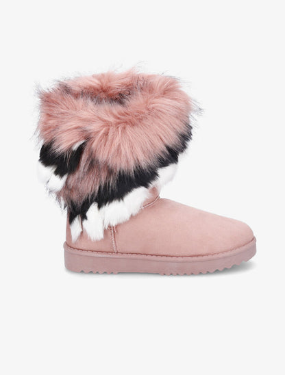 Boots à chevilles à fourrure asymétrique - Rose - 5